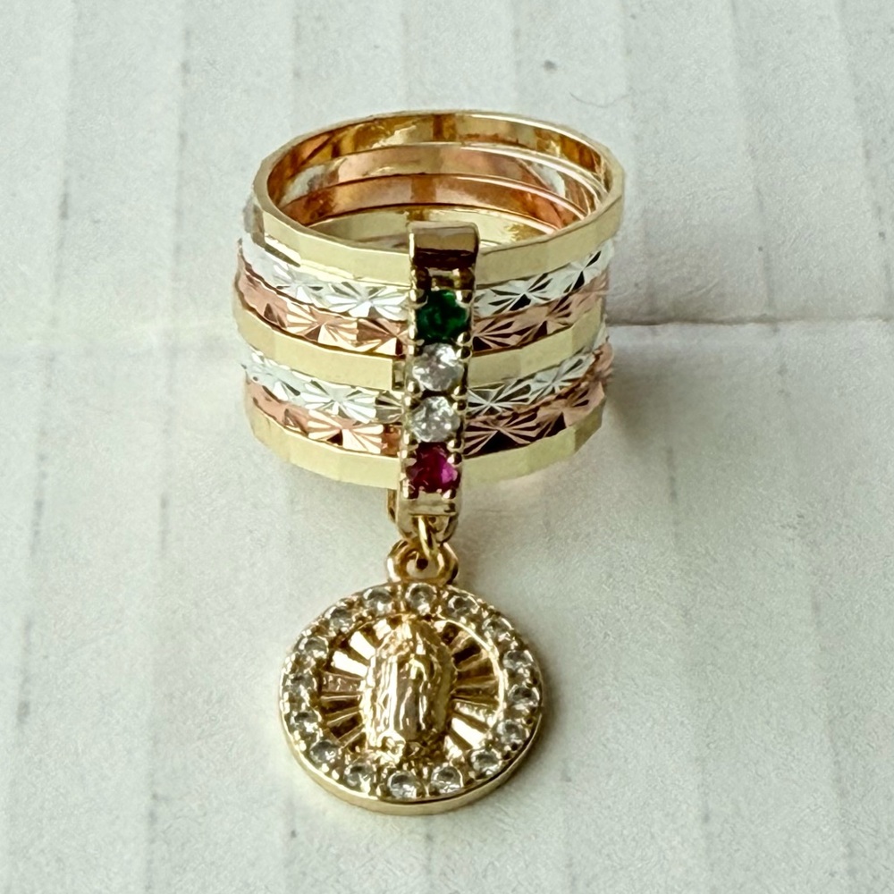 NewWeekly‎ ring with image of Virgin of Guadalupe for women (Laminated Gold) #7